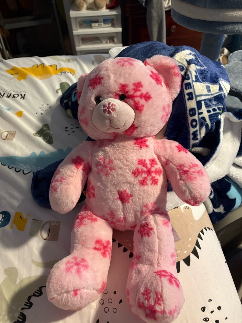 Pink Snowflake Plush Teddy Bear - Soft Kids Toy